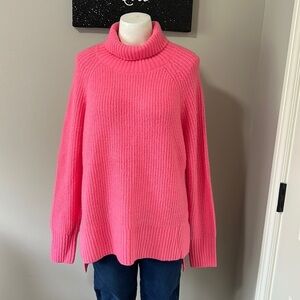 Anthropologie Flat White New York Pink Turtleneck Ribbed Sweater Sz M
